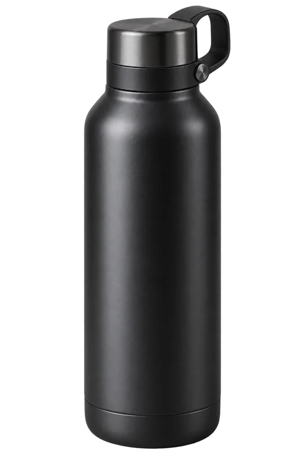 Garrafa térmica preta de um litro